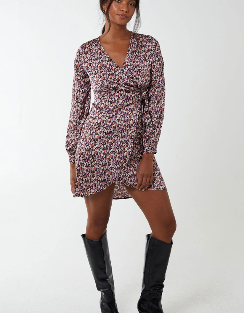 Long Sleeve Wrap Hem Dress