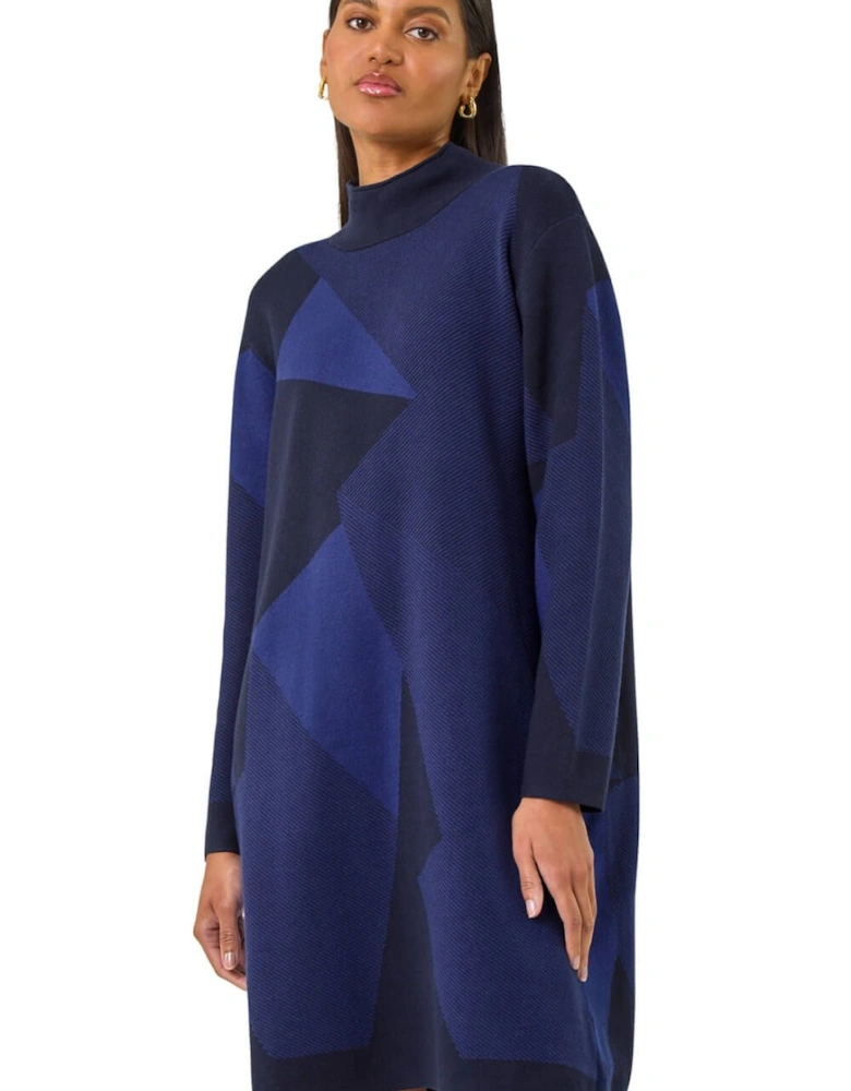 Geometric Knit Jumper Dress