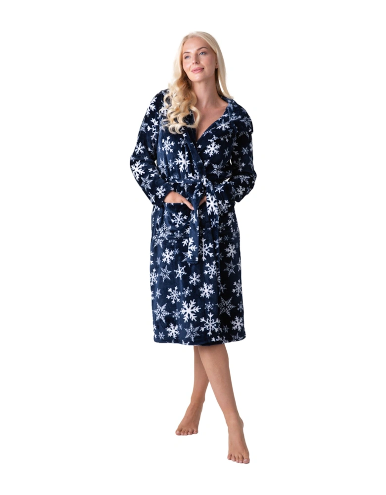Women's Supersoft Fleece Hooded Calf Length Bathrobe