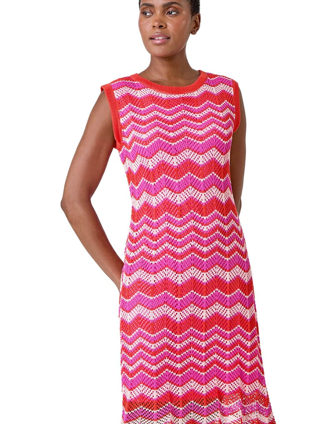 Zig Zag Print Knitted Shift Dress, 2 of 1