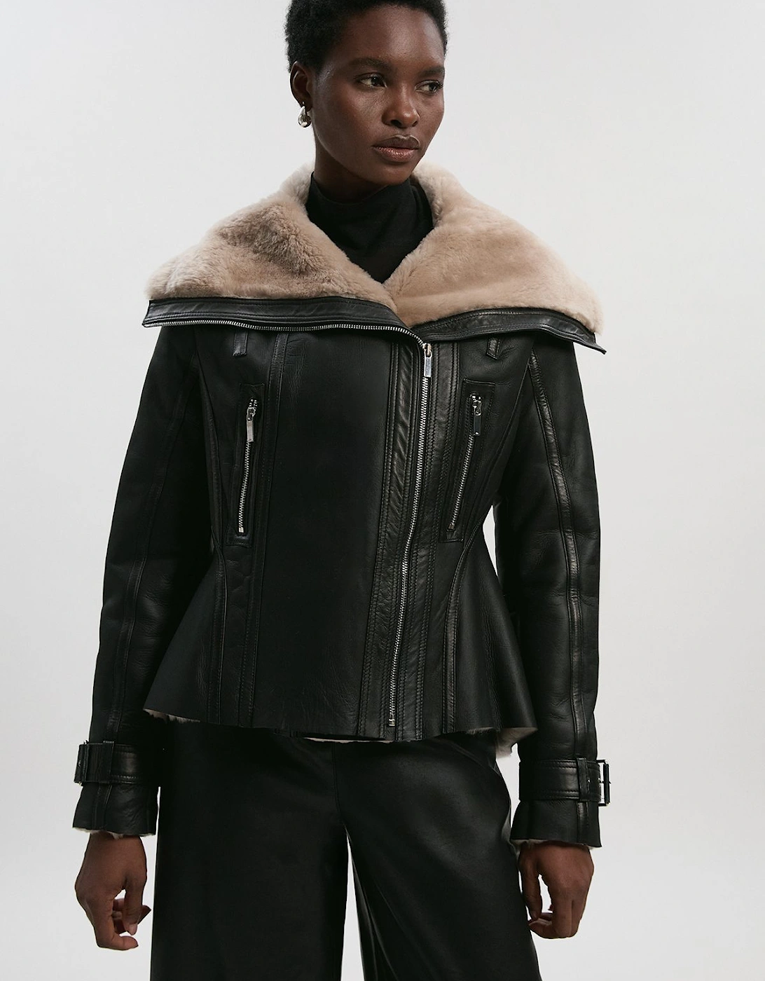 Shearling High Low Jacket, 2 of 1