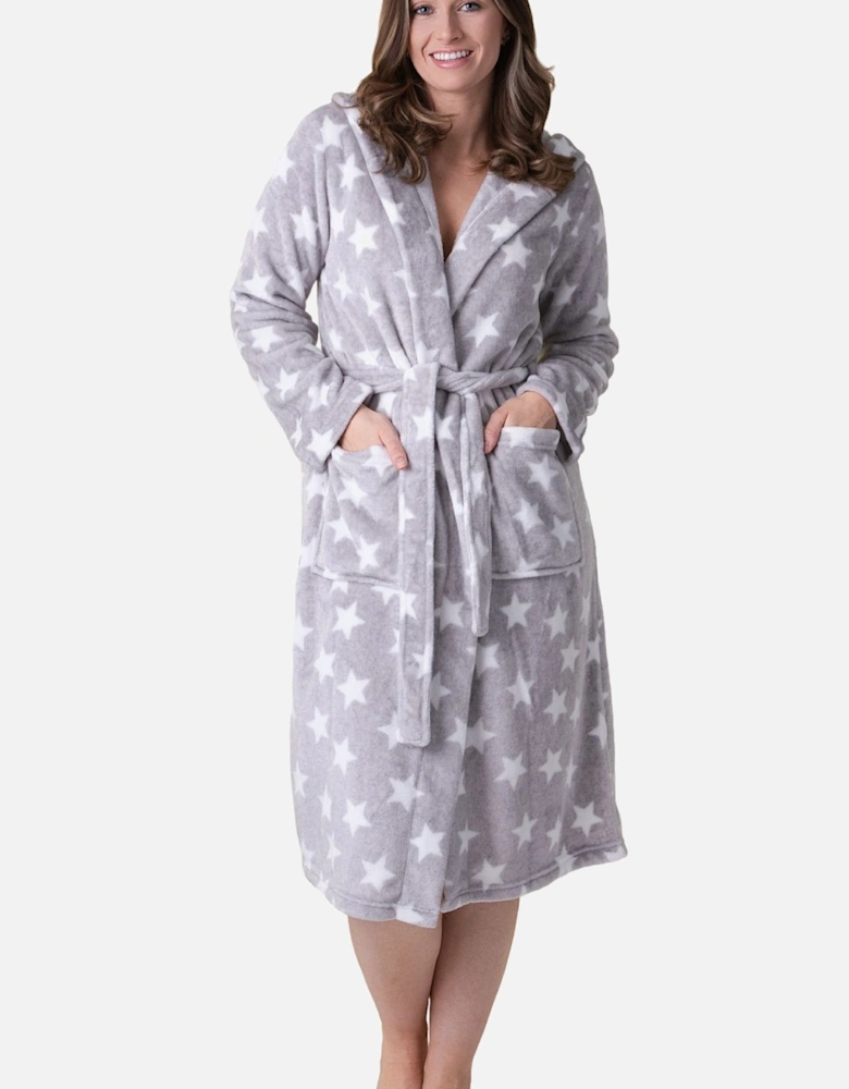 Women's Supersoft Fleece Hooded Calf Length Bathrobe