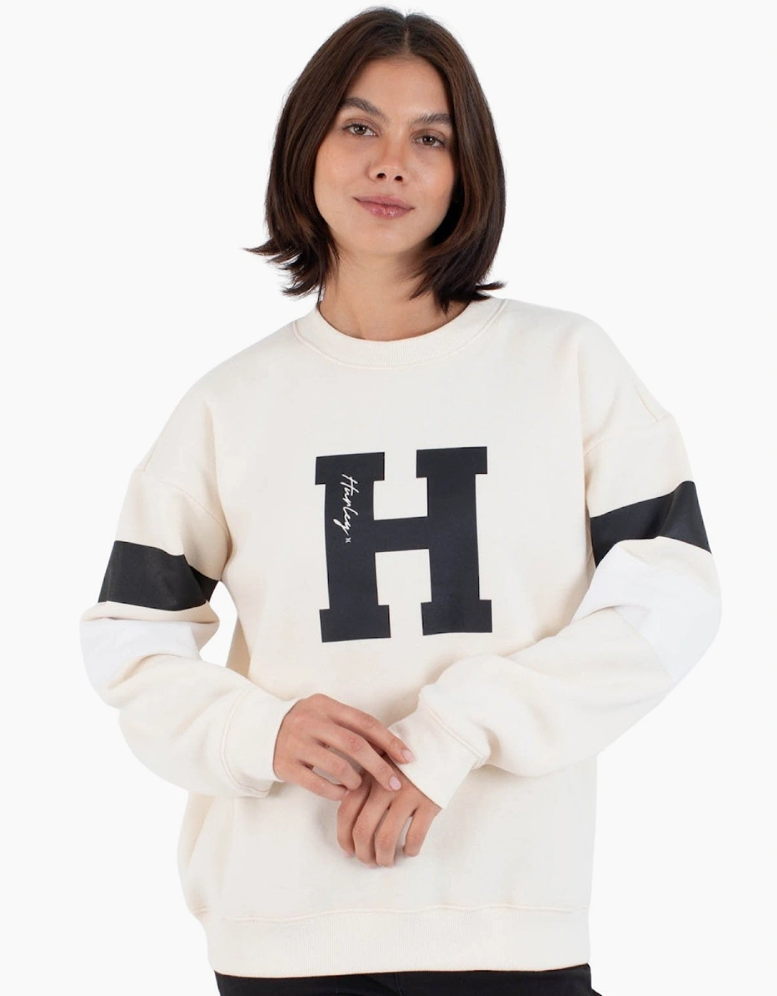 Hurley Women's Pearl Ivory Out Run Regular Fit Sweatshirt  Xs