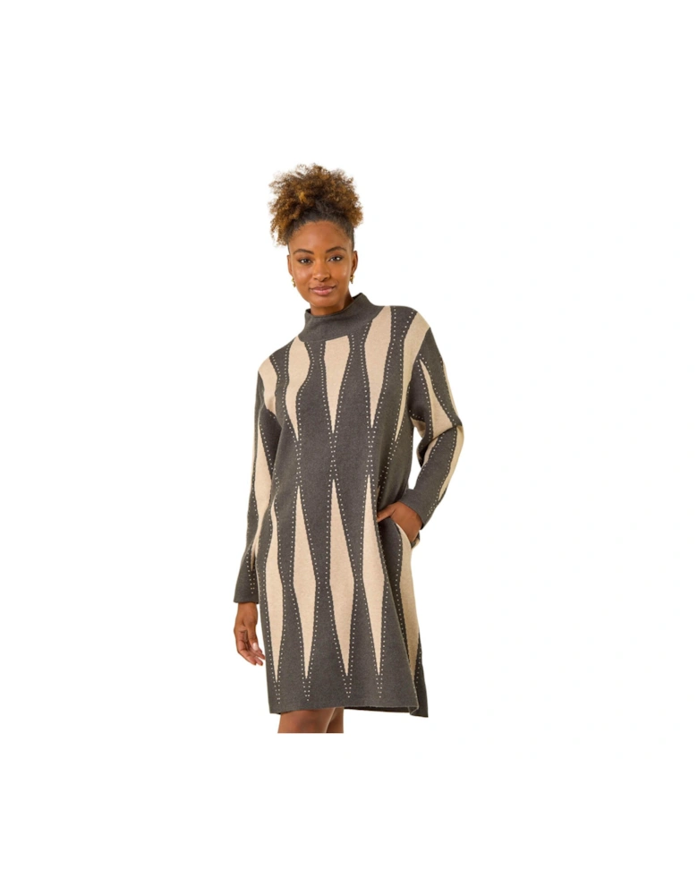 Abstract Hotfix Jumper Dress
