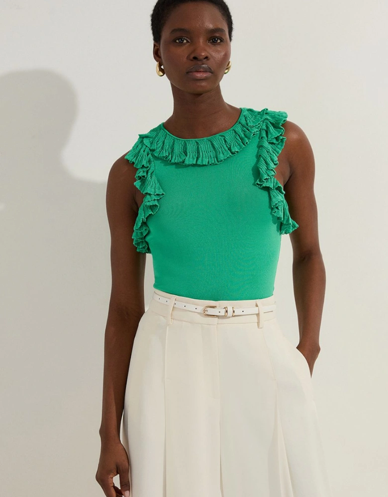 Ruffle Trim Knitted Top