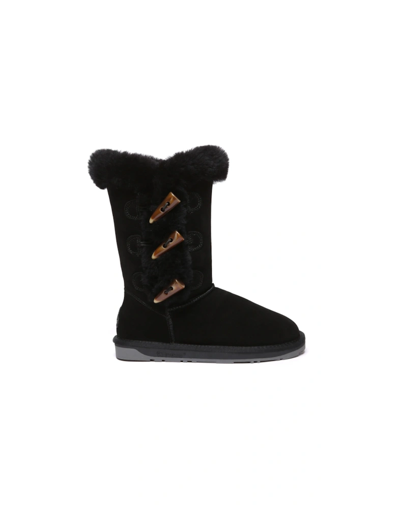 Real Sheepskin Ashy Horn Toggle Buttons Tall Boots with TPR Sole