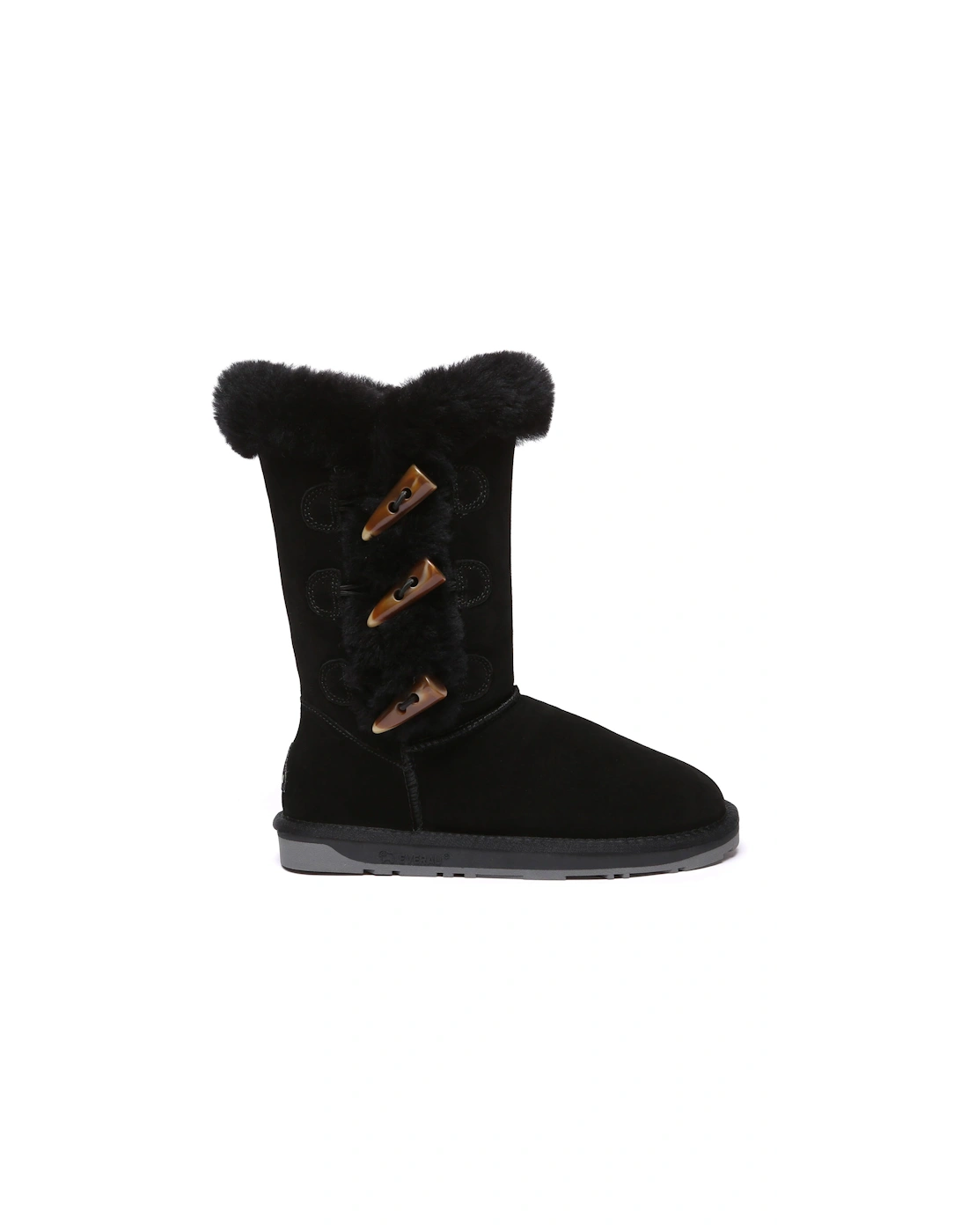 Real Sheepskin Ashy Horn Toggle Buttons Tall Boots with TPR Sole, 2 of 1