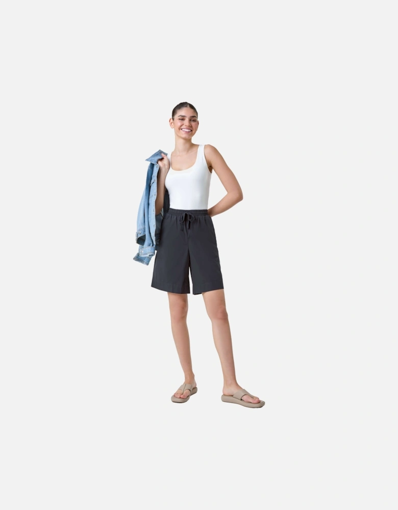 Cotton Elastic Waist Tie Detail Pocket Shorts