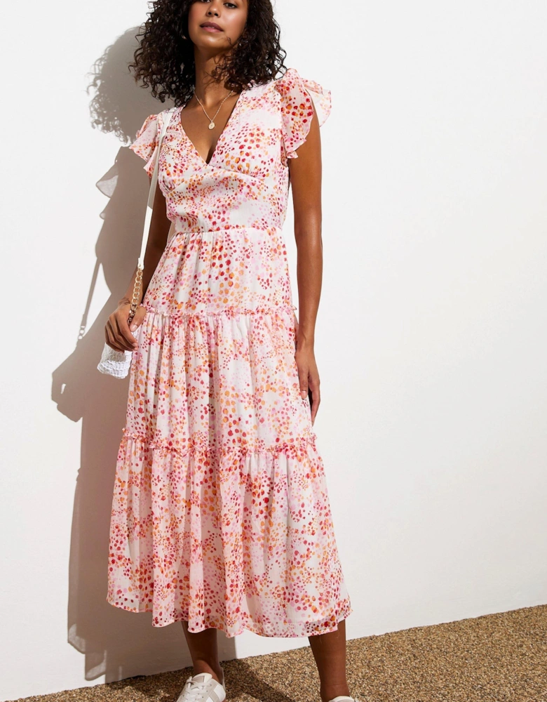 Short Sleeve Ruffled Tiered Dress