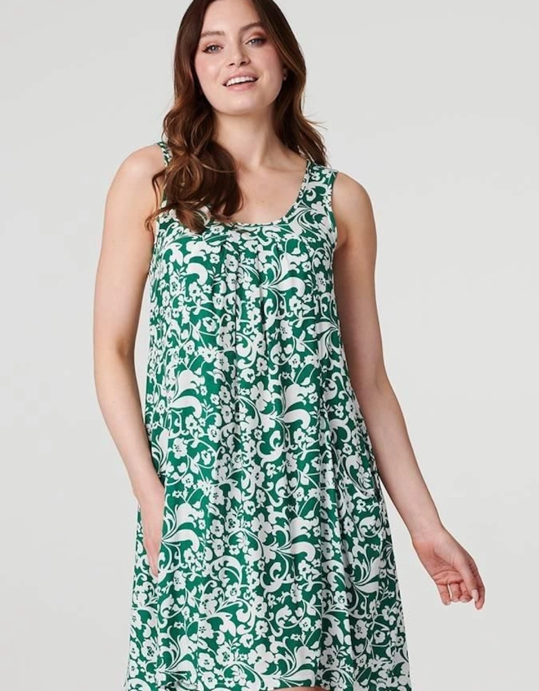 Printed Sleeveless Swing Dress