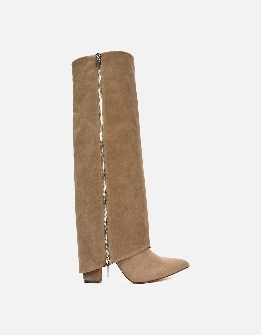 'Allie' Knee High Fold Over Pointed Toe Boots With Zip Detail, 2 of 1