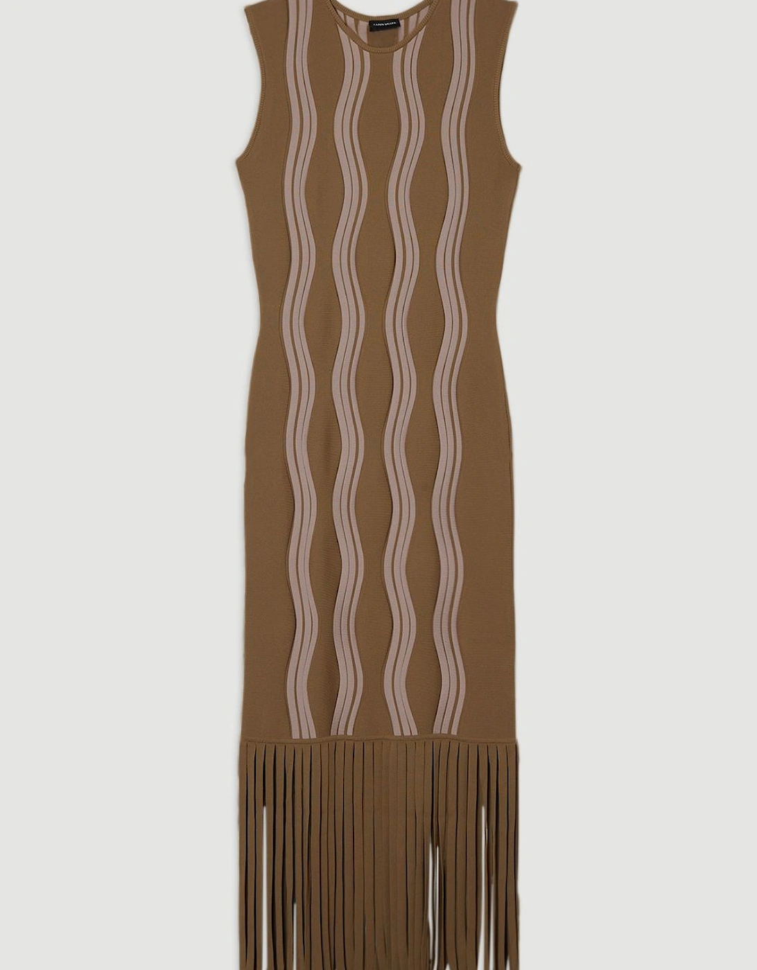 Contrast Wave Knit Dress With Fringing, 2 of 1