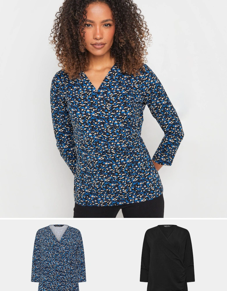 2 Pack Animal Print Wrap Top