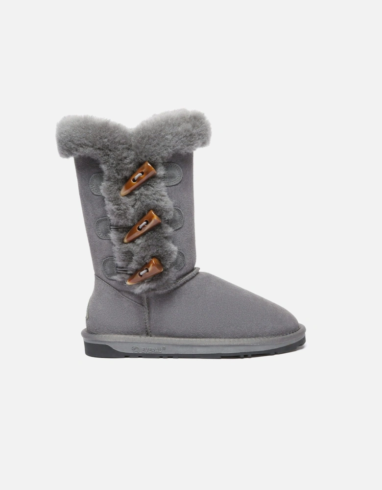 Women Ashy Horn Toggle Buttons Tall Boots
