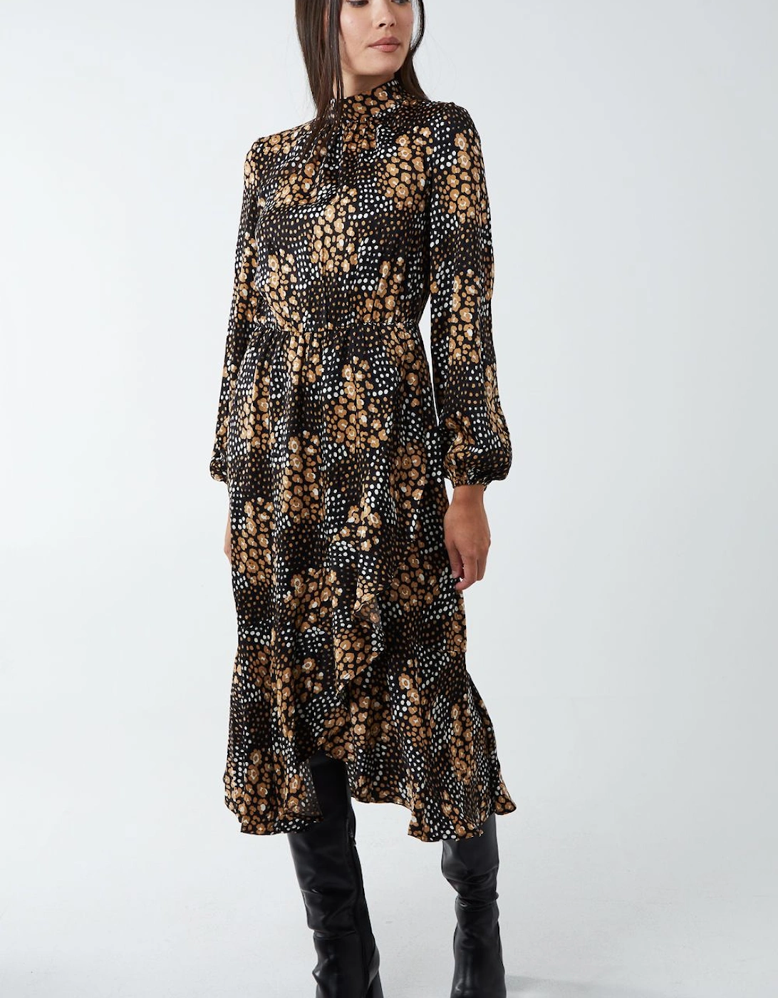 Blouson Elasticated Wrap Midi Dress, 2 of 1