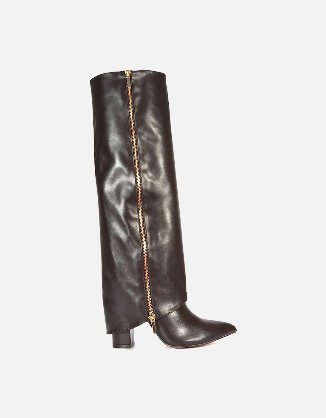 'Allie' Knee High Fold Over Pointed Toe Boots With Zip Detail, 2 of 1