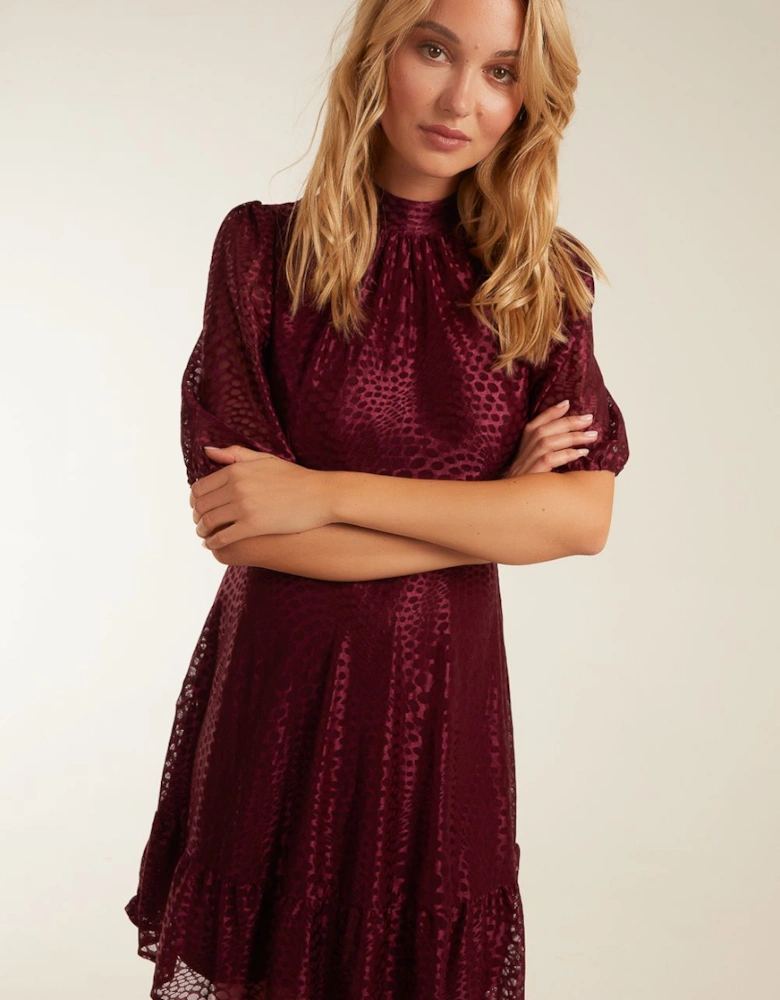 Mesh High Neck Tier Dress