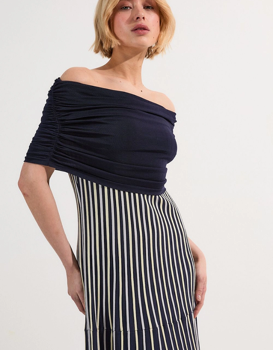 Striped Bardot Knitted Maxi Dress, 2 of 1