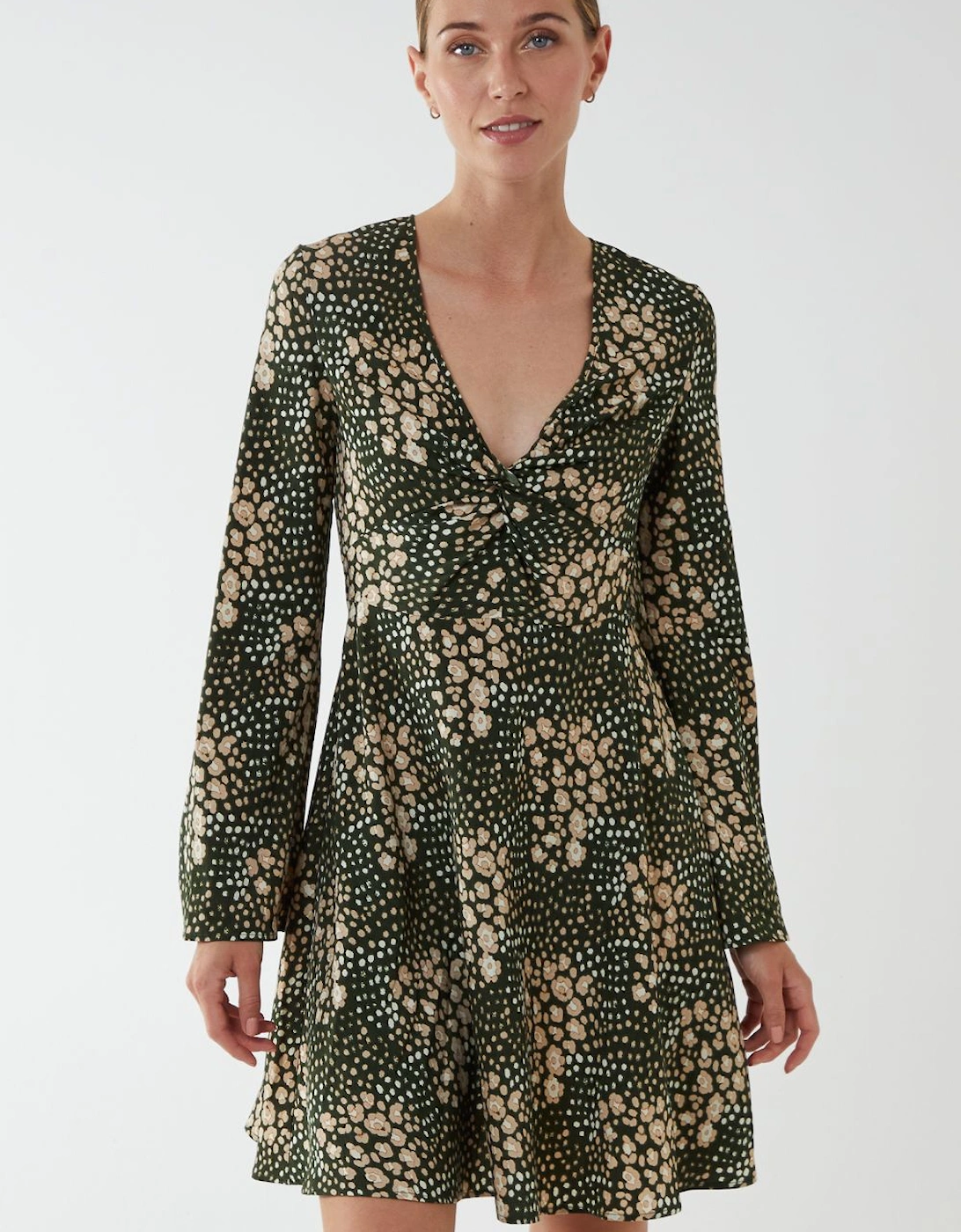 Twist Front Mini Skater Dress, 2 of 1