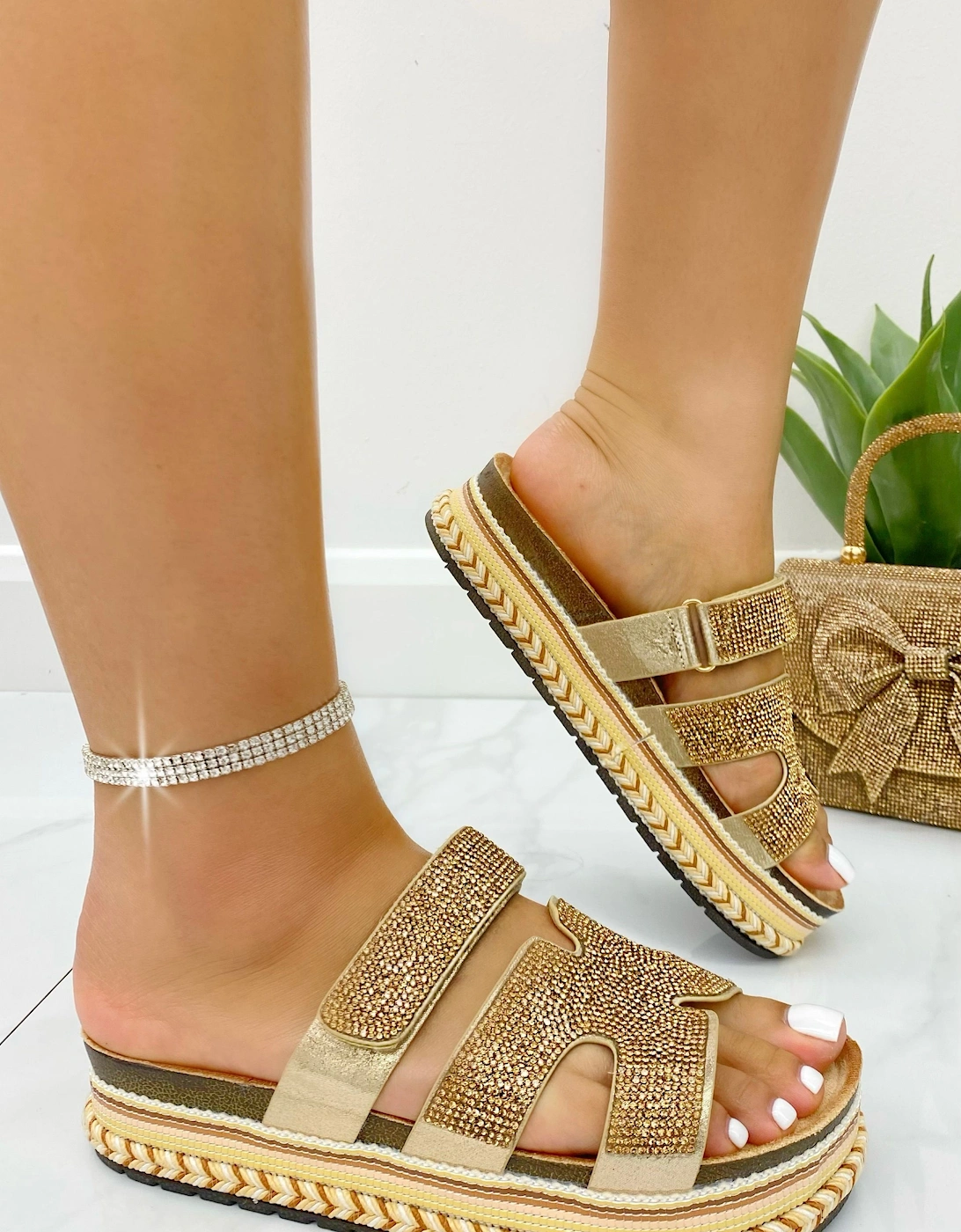 Crystal Luxe Double Strap Sliders, 2 of 1