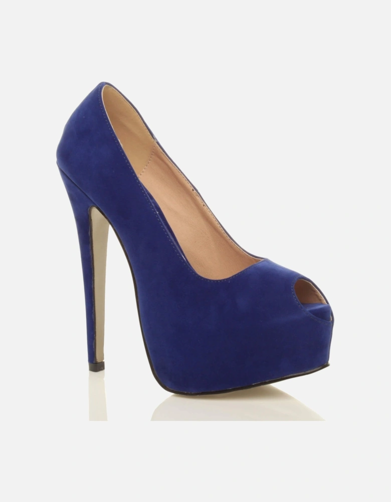 High  Heel Almond Peep Toe Platform  Court Shoes