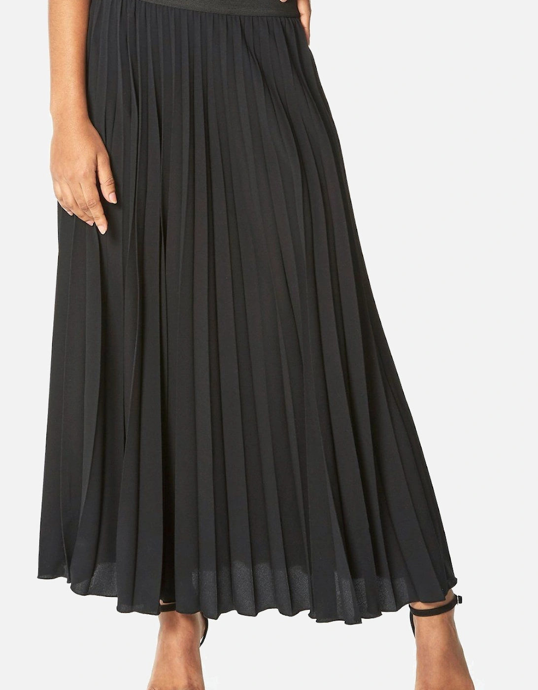 Pleated Elastic Waist Maxi Skirt, 2 of 1