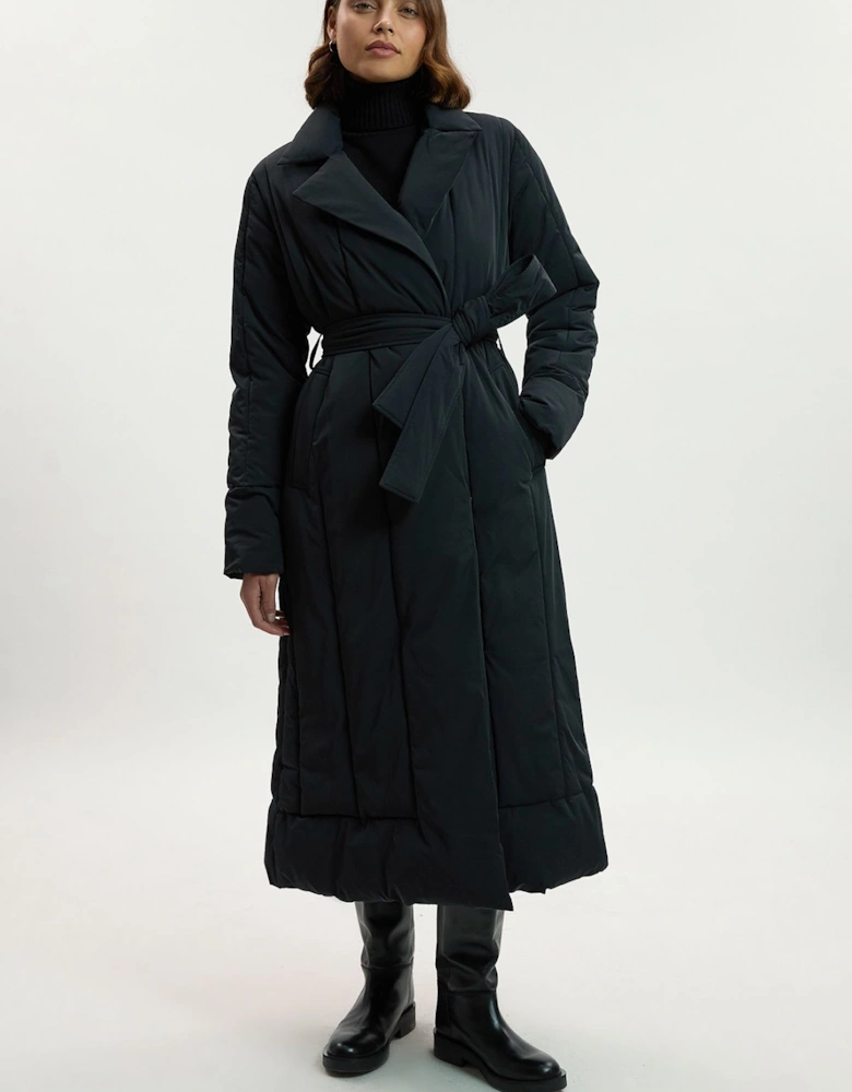 Clean Padded Belted Midi Coat