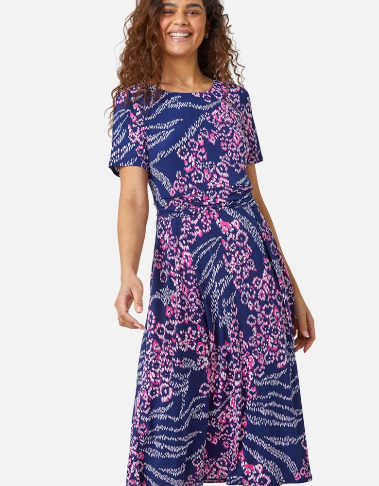 Textured Animal Print Stretch Dress