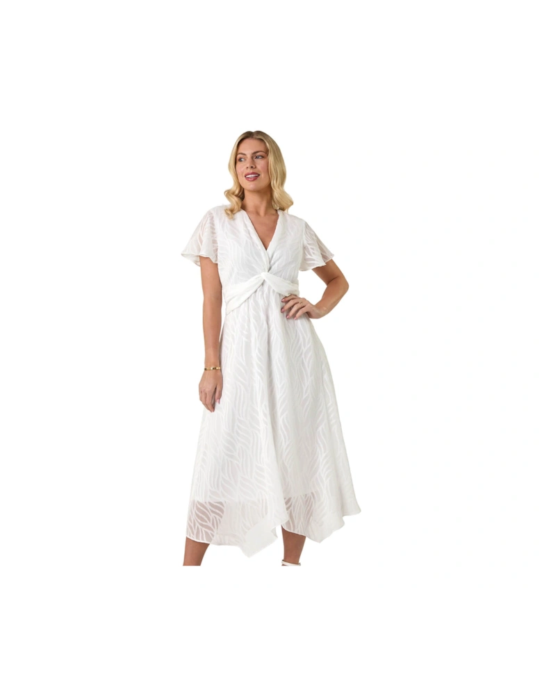 Petite Front Twist Jacquard Dress