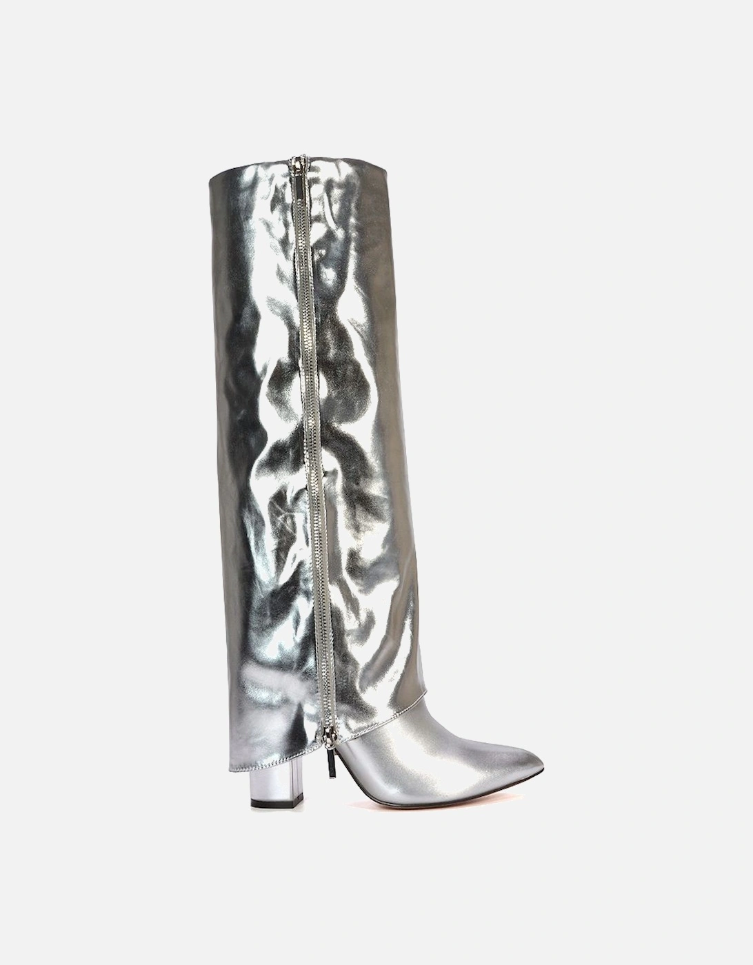 'Allie' Knee High Fold Over Pointed Toe Boots With Zip Detail, 2 of 1