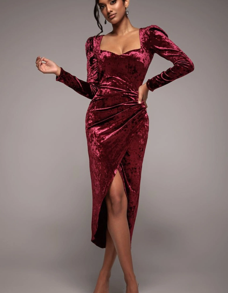 Flared Hem Ice Velvet Midi