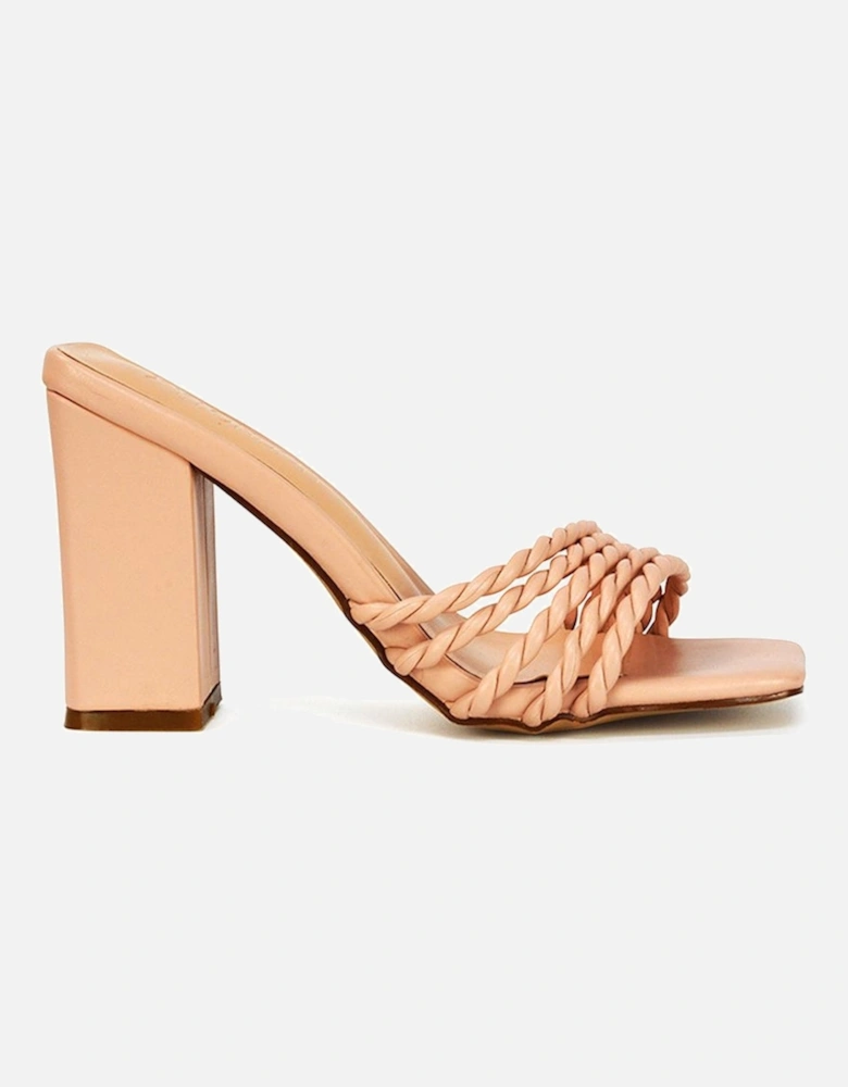 'Selene' Strappy Square Toe Block Heel Mules