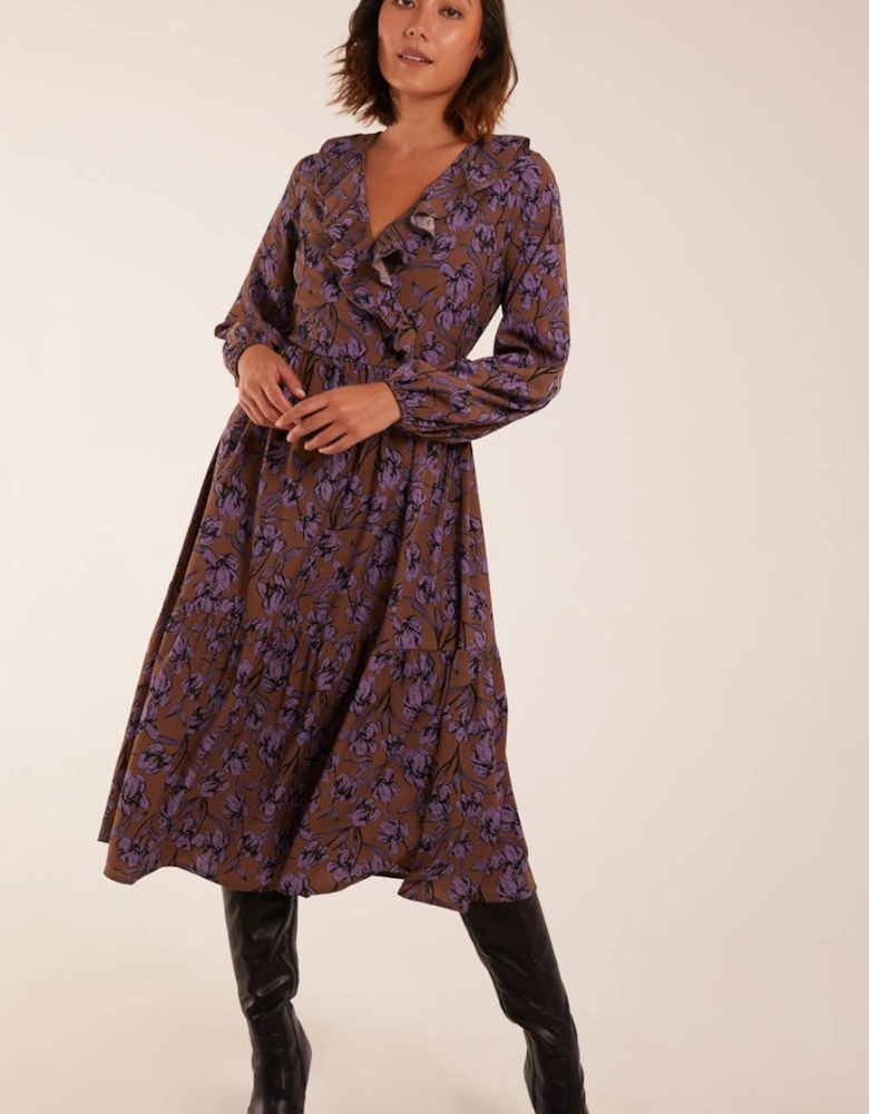 Ruffle Wrap Midi Dress
