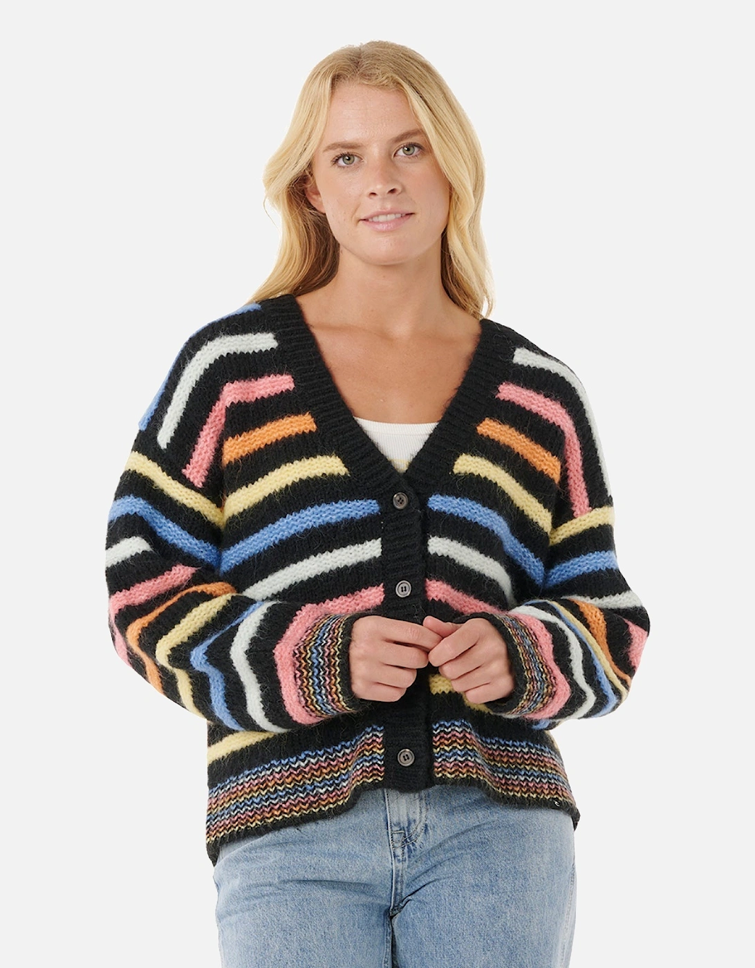 Rip Curl Womens Pacific Rider Stripe Cardi Knitwear Jumper, 2 of 1