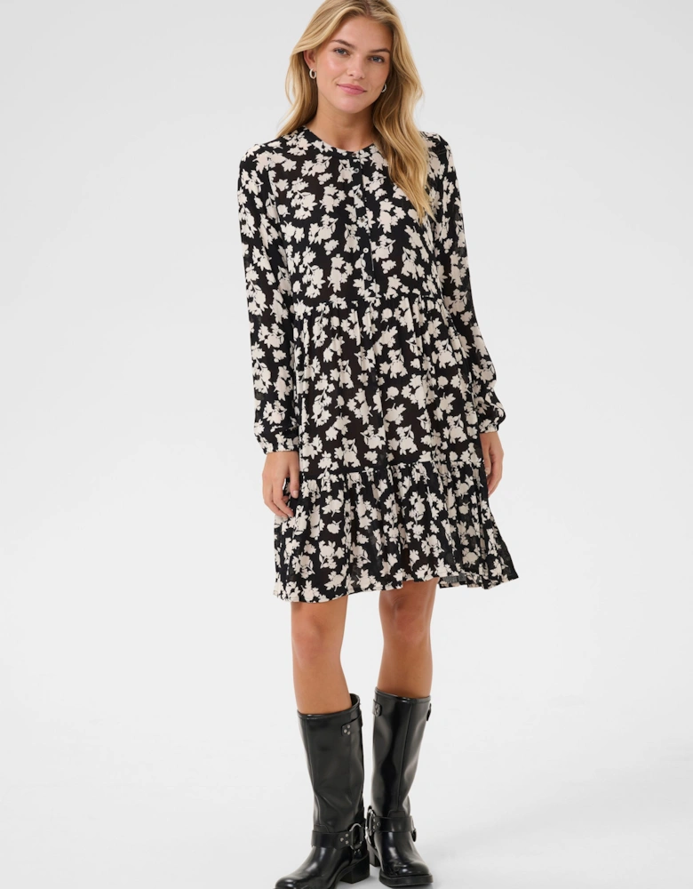 KAevity Long Sleeves Round Neck Dress Floral