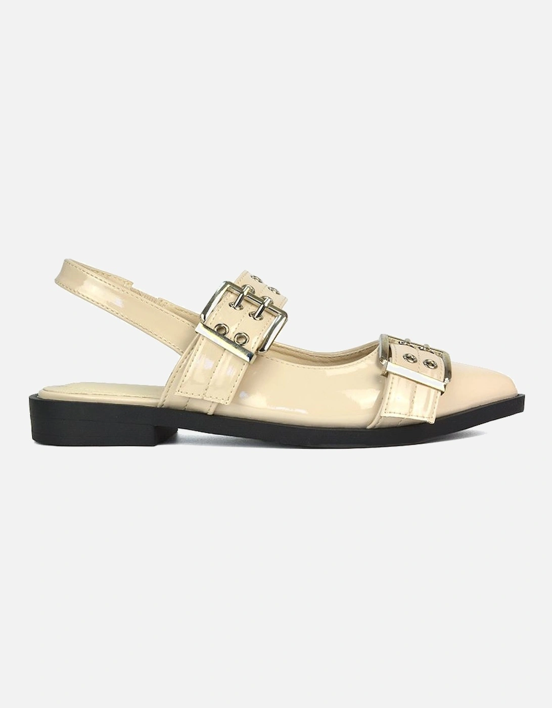 Women's Mary Jane Ballet Pumps With Slingback Strap and Buckles, 2 of 1
