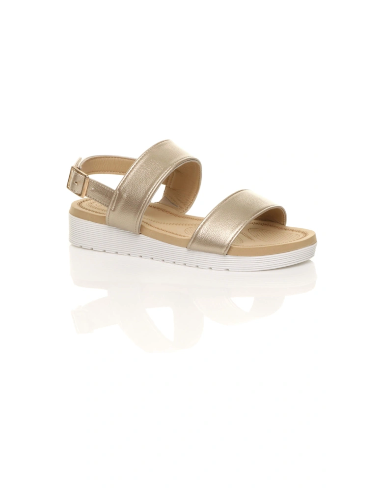 Low Wedge Heel Strappy Faux Leather Flatforms