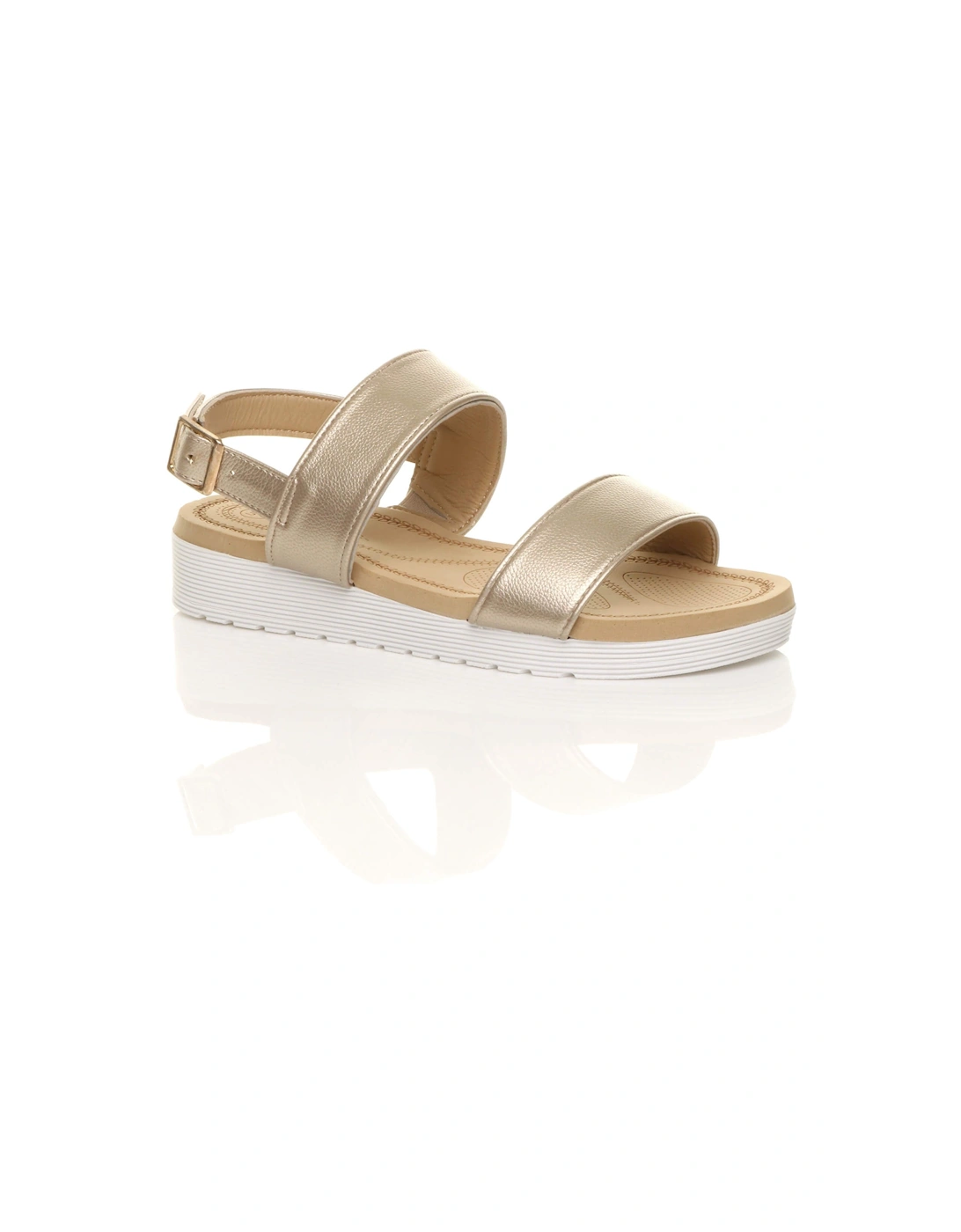 Low Wedge Heel Strappy Faux Leather Flatforms, 2 of 1