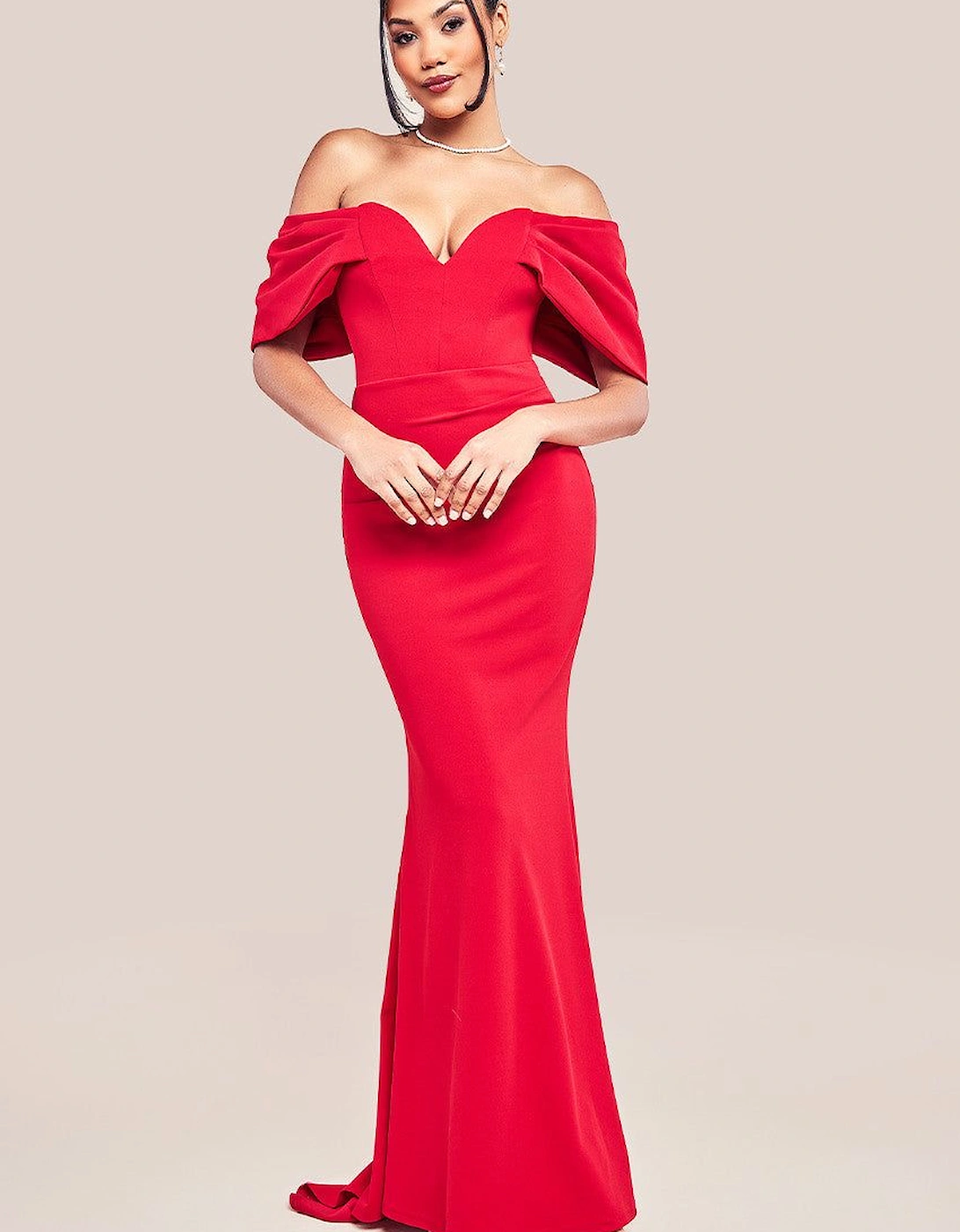 Off The Shoulder Draped Sleeve Maxi Dress, 2 of 1