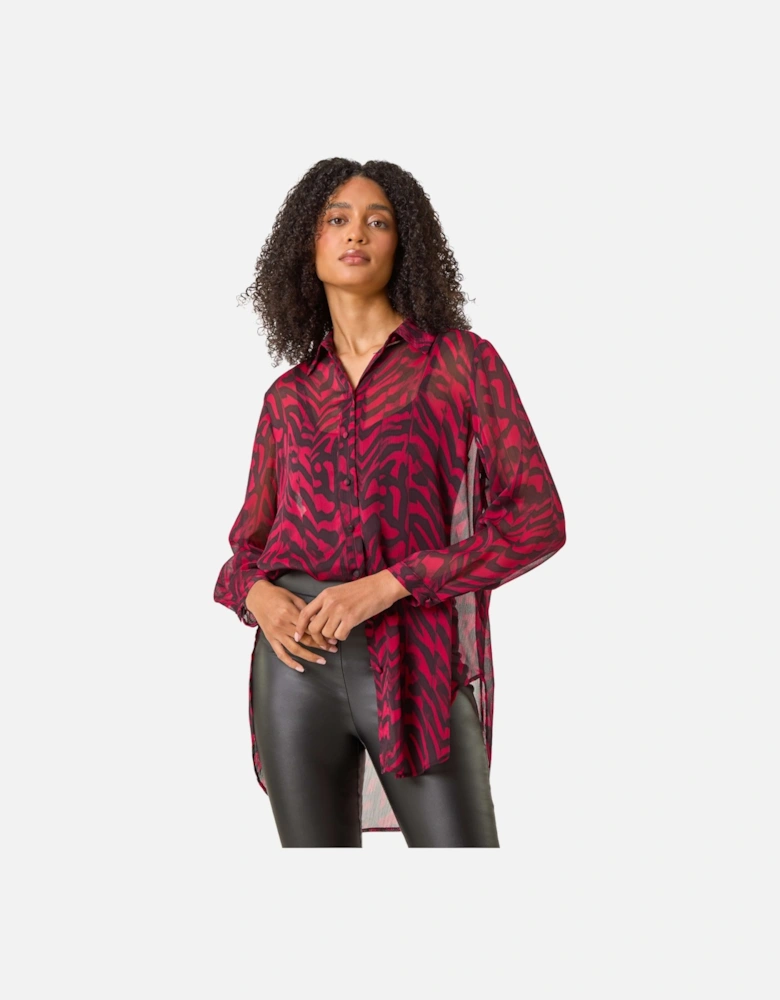 Collared Animal Print Blouse