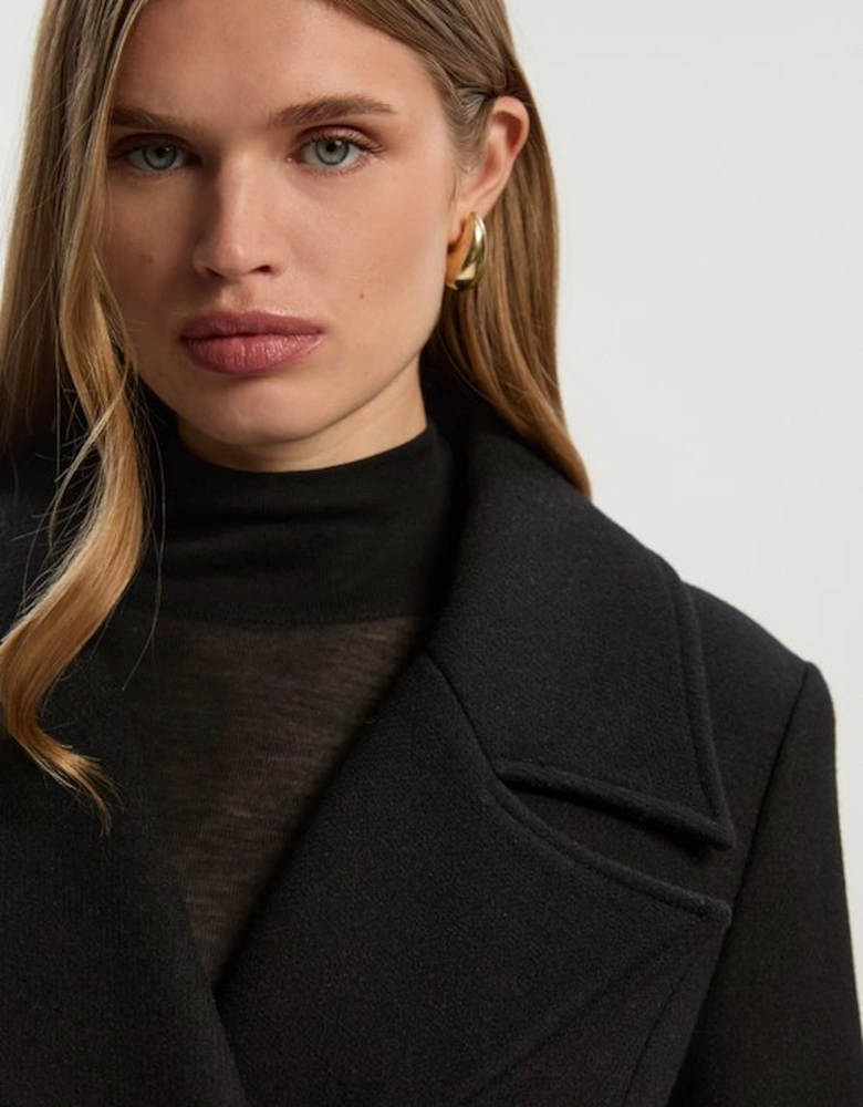 Wool Tailored Flared Skirt Midi Coat