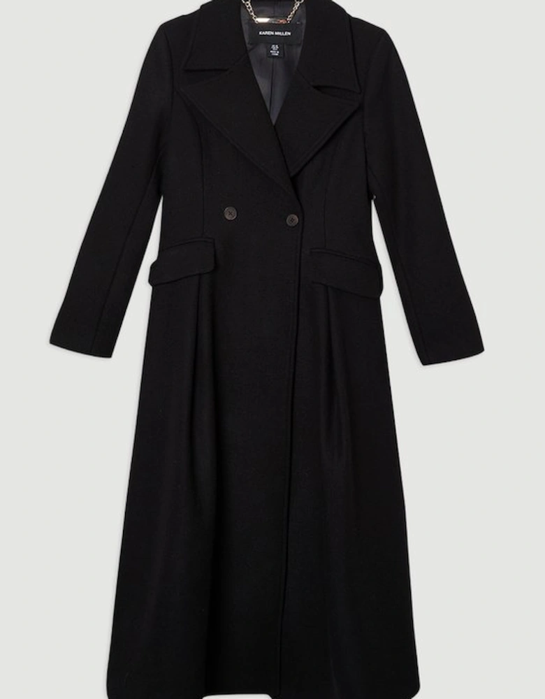 Wool Tailored Flared Skirt Midi Coat