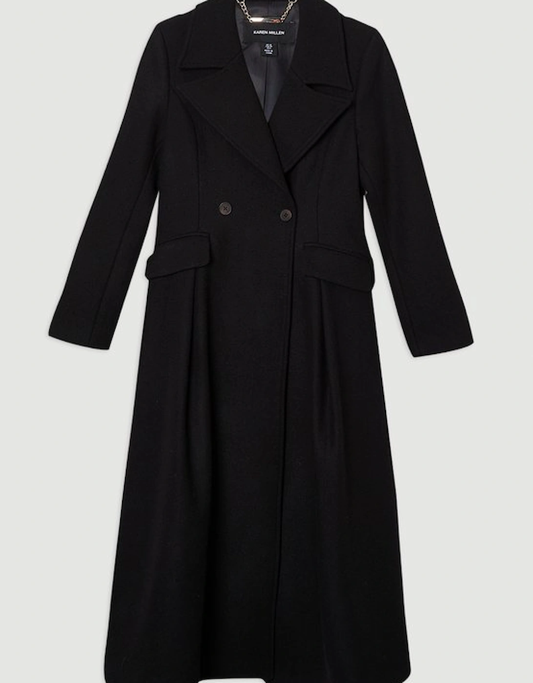 Wool Tailored Flared Skirt Midi Coat
