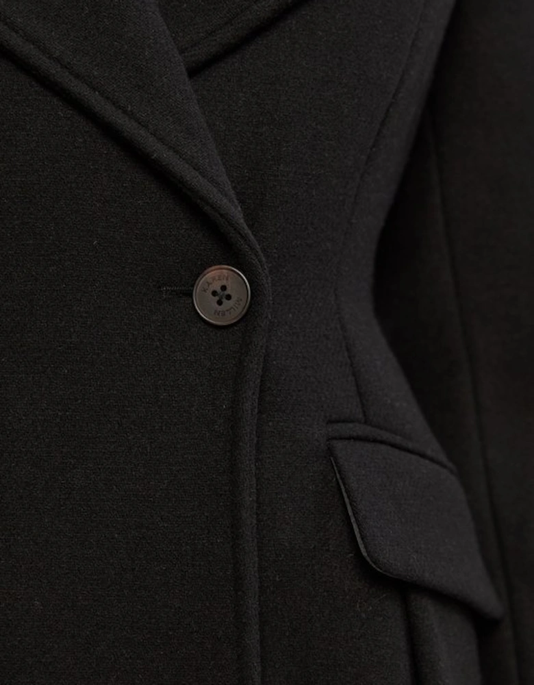 Wool Tailored Flared Skirt Midi Coat