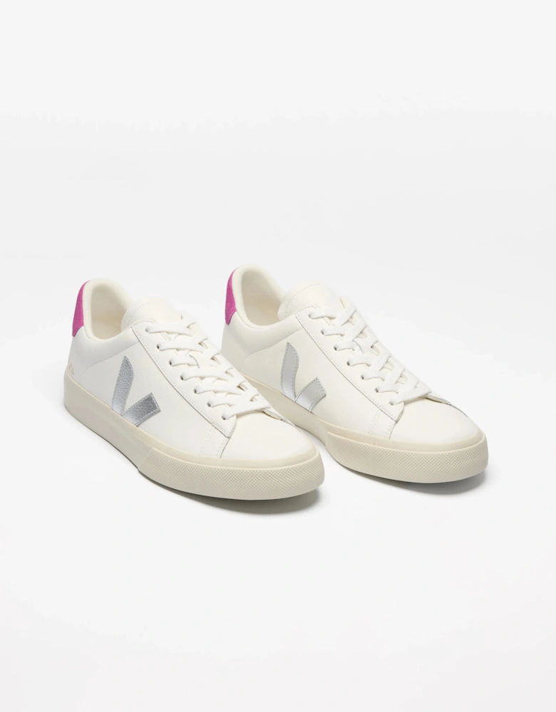 Campo Leather Womens Trainers - White/Silver/Ultraviolet