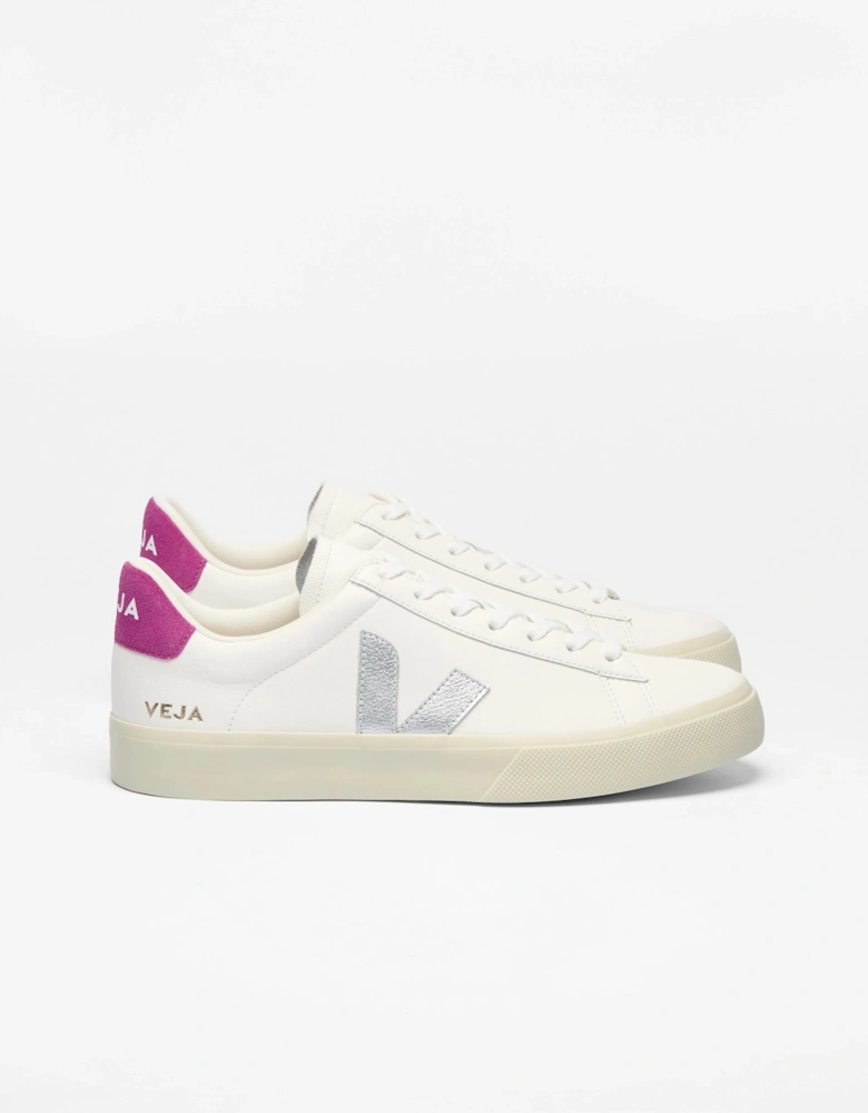 Campo Leather Womens Trainers - White/Silver/Ultraviolet