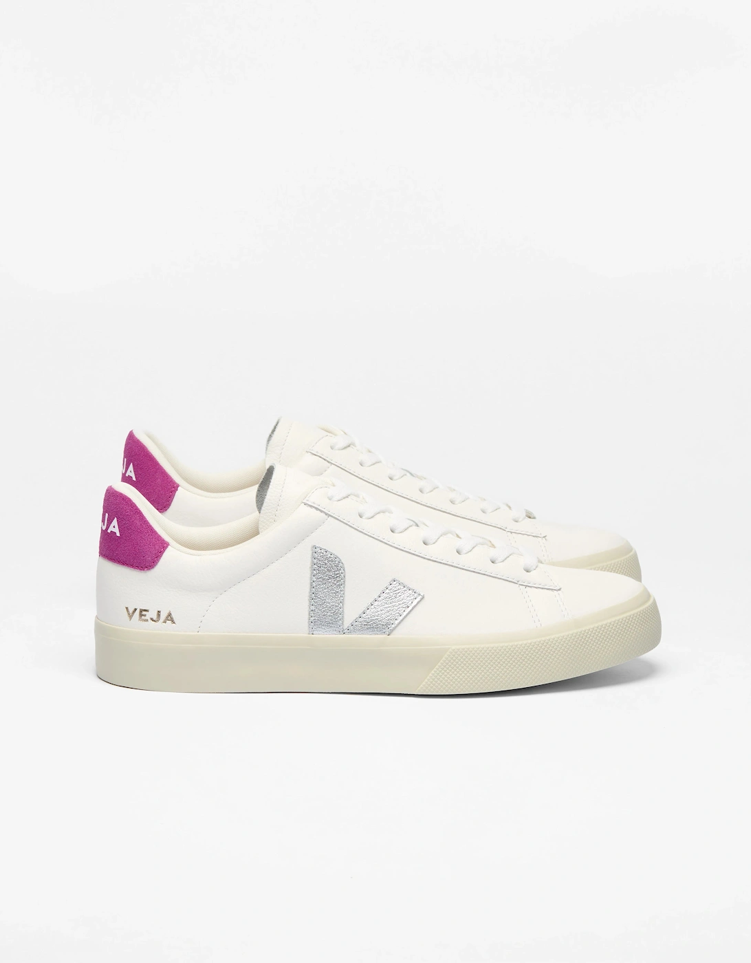 Campo Leather Womens Trainers - White/Silver/Ultraviolet