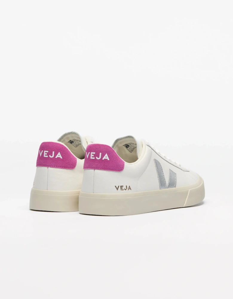 Campo Leather Womens Trainers - White/Silver/Ultraviolet