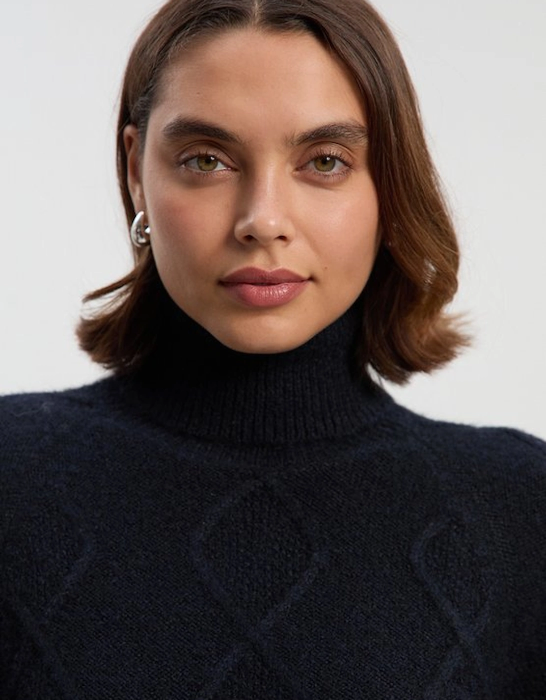 Wool Blend Cosy Cable Stitch Roll Neck Jumper Mini Dress