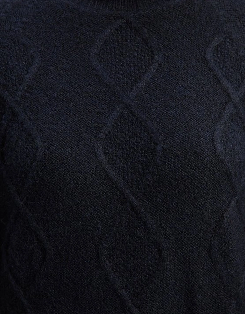 Wool Blend Cosy Cable Stitch Roll Neck Jumper Mini Dress